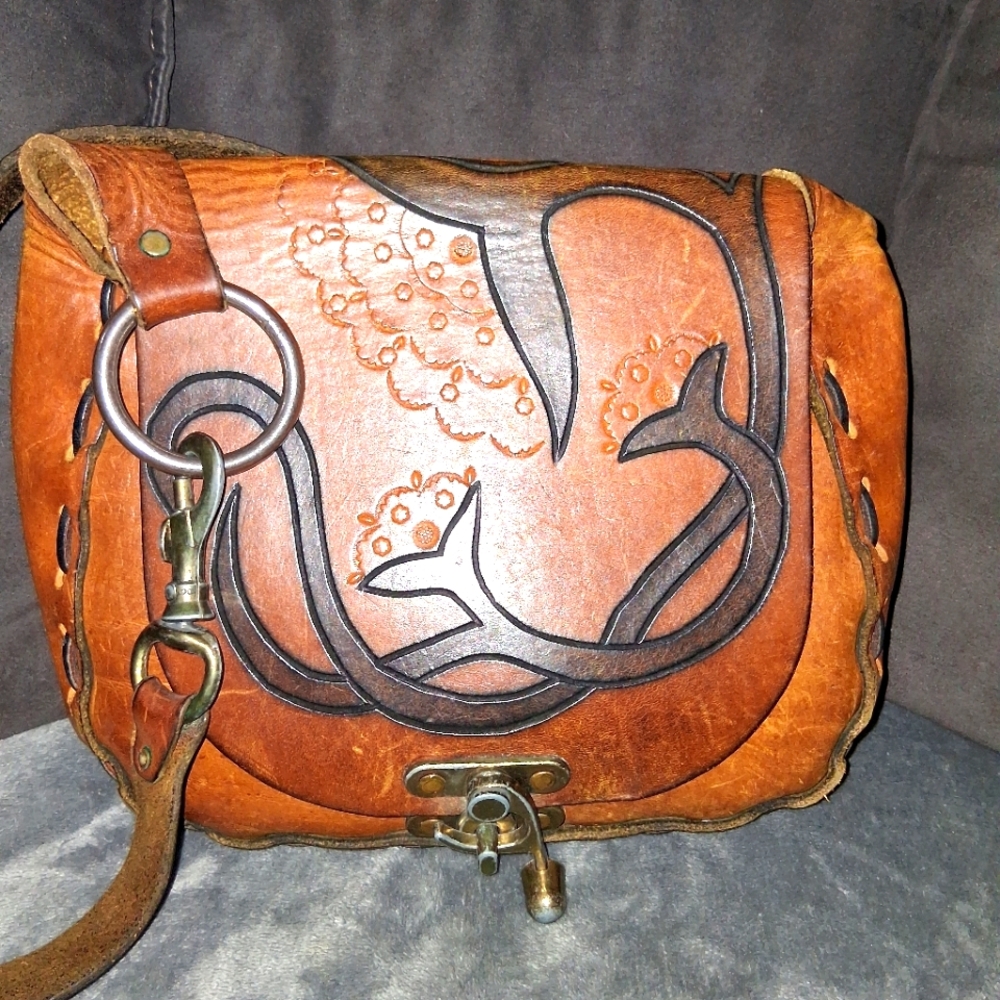 Vintage Handcrafted Brown Leather Shoulder Bag
